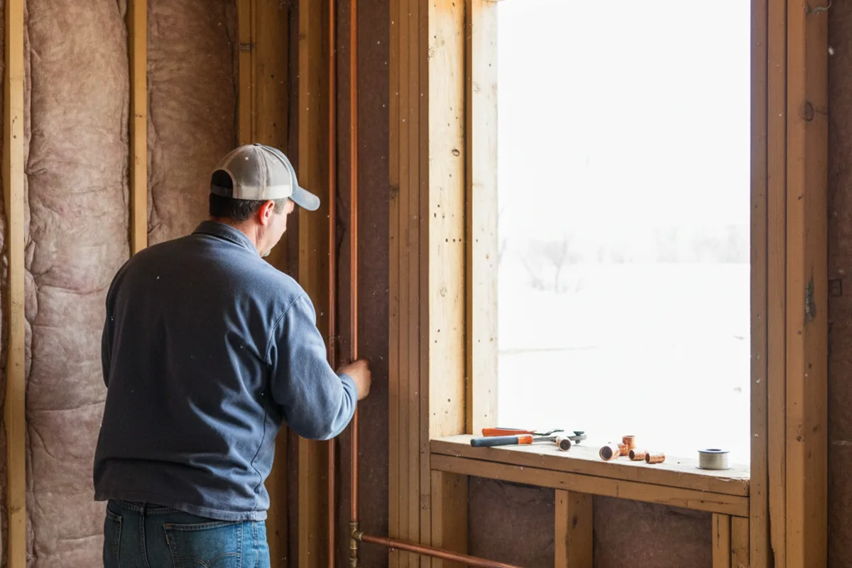Licensed plumber running new copper supply lines in a Neck City home