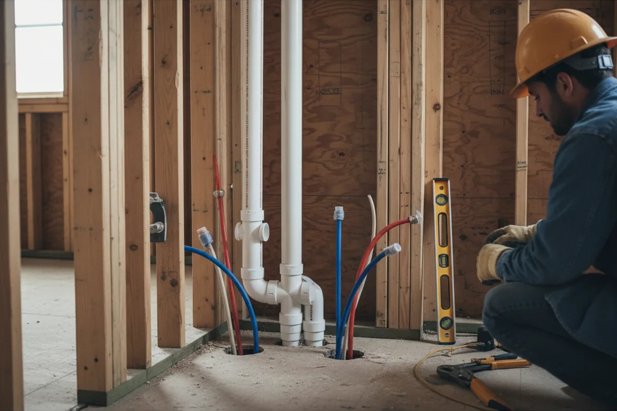 Drain and supply rough-in during Leak Detection in Neck City